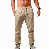 Puimentiua Herren Leinenhose Lang Leichte Freizeithose Sommerhose für Urlaub...