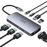 Docking Station 2 Monitor, USB C Hub 8 in 1 Laptop Dockingstation DisplayPort Adapter mit...