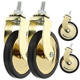 Baluue 4 Stück Möbelrollen aus Vergoldeter Legierung Leise Robust und Verschleißfest...