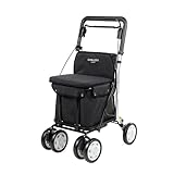 Carlett - Einkaufstrolley Rollator mit 4 Rädern und Sitz, Zusammenklappbarer...