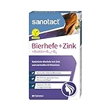 sanotact Bierhefe + Zink (60 Tabletten) • Für Haut, Haare & Nägel • Vitamin-Komplex...