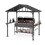 Kurapika 2,4 m x 1,5 m Hardtop BBQ Outdoor Pavillon, wasserdichtes schräges Dach,...