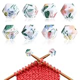 AOZUO 8 Stück Maschenstopper für Stricknadeln, Nadelspitzenschutz mit Blumenmuster...