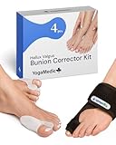 YOGAMEDIC Hallux Valgus Korrektur Set - 2 Zehenspreizer & 2 Hallux Valgus Schiene - 0% BPA...