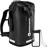 SCANDIC NATURE Pioneer 55L wasserdichter Rucksack schwarz mit Rolltop Verschluss...
