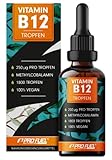 Vitamin B12 Tropfen - 1800 Tropfen (50ml) - bioaktives Methylcobalamin B12 - optimal...
