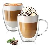 Vicloon Doppelwandige Kaffeegläser 350ml,2 Stück Latte Macchiato Gläser Set...