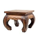Opiumtisch Hellbraun - 35 cm Thailand Beistelltisch Hocker Nachttisch Pflanzenhocker...