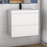 Waschtisch mit Unterschrank 50 cm Badmöbel Set mit Waschbecken Mineralguss Gäste WC...