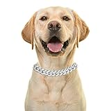 Halukakah Goldkette Iced Out für Hund,Diamant Kubanische Halskette Kragen 14MM...