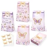 Levfla Süßigkeitentüten mit Schmetterlingen, rosa und lila, Geschenktüten mit...