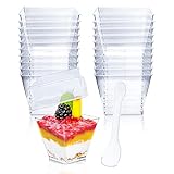CoKeeSun 50 Stück Desserttassen mit Deckel und Löffeln 2 oz/60 ml Mini...