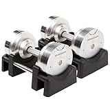 BRAINGAIN Verstellbare Hanteln - 23,5kg Chrom - Vielseitige Heimfitness-Gewichte...