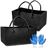 DEGUM Filztasche 2 Stück mit Handschuhen, Verdickte Kaminholztasche Filz große mit...