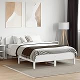 THOYTOUI Massivholzbett mit Kopfteil Weiß 140x190 cm Kiefer, Betten Doppelbett Bett...