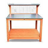 HABAU Gartentisch mit Arbeitsplatte, Tisch aus Holz für Balkon und Terrasse, 101 x 55 x...