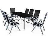 Casaria® Gartenmöbel Set 8 Stühle mit Tisch 190x90cm Aluminium...