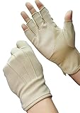 JIAHG Herren Halbfinger Handschuhe Baumwolle Fahrradhandschuhe Anti-Rutsch, Anti-UV...