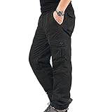 Fnsky Herren Cargohose Winter Warm Fleece Muti-Pocket Wandern Klettern Hose...
