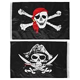 YARNOW Piratenfahne, 60 x 90 cm, 2 Stück Halloween Flagge Never Say Die-Flagge mit 2...