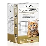 Netevo® Katzennetz für Balkon I Drahtverstärkt I Katzenschutznetz I inkl....