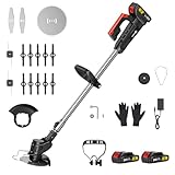 CONENTOOL 600W Akku Rasentrimmer mit 2X 2000mAh Akku, 24 V Rasenkantenschneider mit 3...