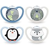 NUK Space Schnuller 4er Set | 2x Space Night mit Leuchteffekt | Silikon | 0-6 Monate | mit...