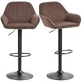 HOMCOM 2er Set Barhocker, hohe Küchenhocker mit Verstellbarer Höhe 87-107 cm,...
