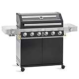RÖSLE Gasgrill BBQ-Station VIDERO G6-S Schwarz, Grill mit 6 Edelstahlbrennern, extra...