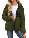CMTOP Winterjacke Damen Hoodie Fleecejacke Warme Teddyjacke Herbst Winter Sherpa Jacke...
