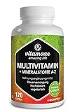 Multivitamin Kapseln hochdosiert, 23 wertvolle Vitamine A-Z & Mineralien, 120 vegetarische...