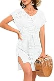 Timuspo Damen Gestricktes Strandkleid Weiß Bikini Abdeckungen Strand Sommer Urlaub...