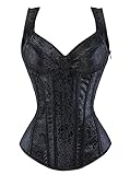 KUOSE Damen Schwarz Shapewear Korsett Vintage Gothic Vollbrust Corsage Top mit...