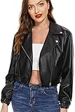 Fahsyee Damen Kunstlederjacke, Motorrad Übergröße Moto Biker Lederjacke...