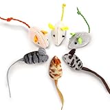 6 PCS Katzenspielzeug, Echtfell-Spielzeugmaus, Fellmaus Spielzeug, Katzenminze Maus für...
