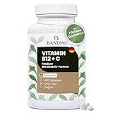 Bandini® Vitamin B12 Folsäure + Vit C | 400 vegane Tabletten | 1 Tablette/1 Jahresvorrat...