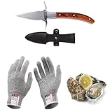 Austernmesser Oyster Knife Set Austernöffner Schnittfeste und Handschuhe für Muscheln...