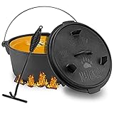 MATUNUS Dutch Oven Set - Eingebrannter Feuertopf aus Gusseisen - 8 Liter...
