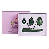 Natürliche Jade-Stein-Eier Yoni-Eier 3 Stück gebohrte Jade-Eier + 1 Stück Massage-Stick...