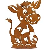 Rerum & Consilium Kuh Emma Gartenfigur aus Rost | 50,8 x 66,8 cm | Aufsteller aus 2 mm...