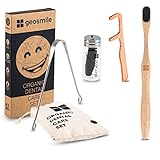 GEOSMILE 3-in-1 Bambus-Zahnbürste Zahnseide Zahnseide-Halter und...