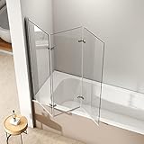 EMKE Duschwand für Badewanne 130x140cm, Duschtrennwand für Badewanne 3-teilig...