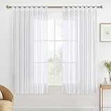 MIULEE Gardinen Schlaufenschal 2er Set Vorhänge Transparente Schlaufen Gardine Weiss aus...