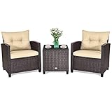 GIANTEX Rattan Gartenmöbel Set, Balkonmöbel Kleiner Balkon, Lounge...