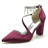 Hochzeitsschuhe Damenschuhe Brautschuhe Satin High Sandalendamen Pumps Elegant Blockabsatz...