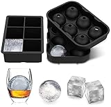 Eiswürfelform, 2 Stück Groß Silikon Eiswürfelform mit Deckel Ice Cube, 1 Quadratische...