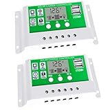 2pcs Solarladeregler, 30 A PWM Solarladeregler 12 V PV Einstellbarer LCD-Display-Regler...