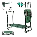 Myiosus Garten Kniebank, Tragbare Gartenhocker (60,5×26×47cm) Set mit Eva-Schaumkissen,...