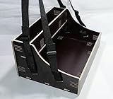 Holz Bauchladen schwarz/braun mit Oberlade 2 Gurte JGA Fete Catering 42 cm x 30 cm mit...