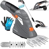 MASKO® Grasschere Strauchschere Set mit Akku 7,2V 2000mA/h elektrische Garten...
